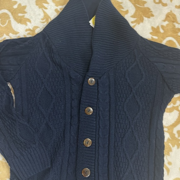Big boys, Atlas navy blue button up sweater Ibrahim Cable Knit Cardigan size M - Picture 2 of 2